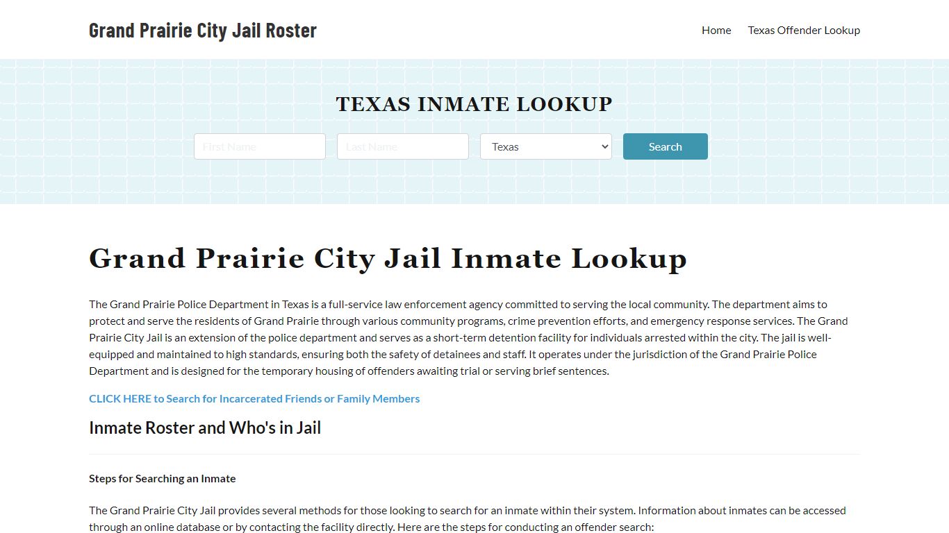 Grand Prairie Police Department & City Jail, TX Inmate Roster, Arrests ...