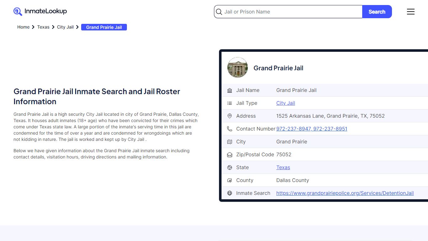 Grand Prairie Jail Inmate Search, Jail Roster, Bookings, Arrests ...