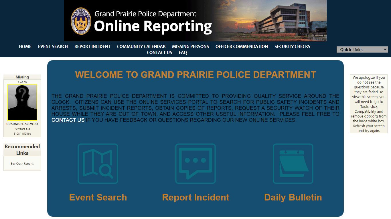 Grand Prairie Public Safety P2C - provided by OSSI