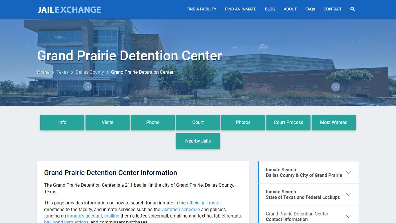 Grand Prairie Detention Center, TX Inmate Search, Information